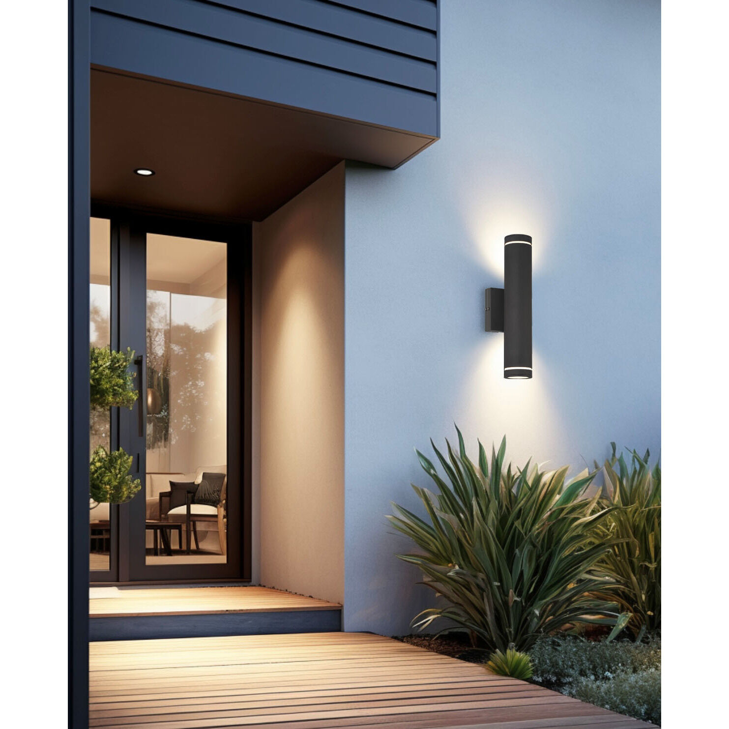 Supotto LED 14 inch Sand Coal Outdoor Wall Mount